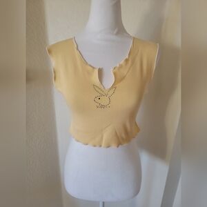Joloko Yellow Top with Beaded Bunny Design, Size Small